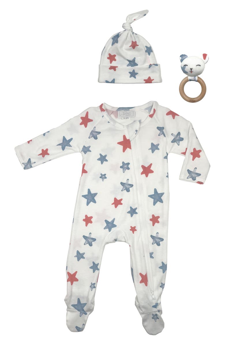 Toby Stars Footie, Cap & Rattle Set, Main, color, 