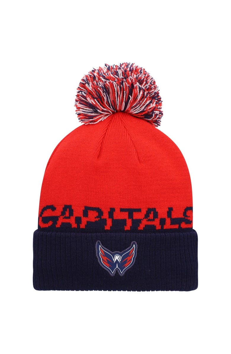 adidas Men's adidas Red/Navy Washington Capitals COLD.RDY Cuffed Knit Hat with Pom, Main, color, Red