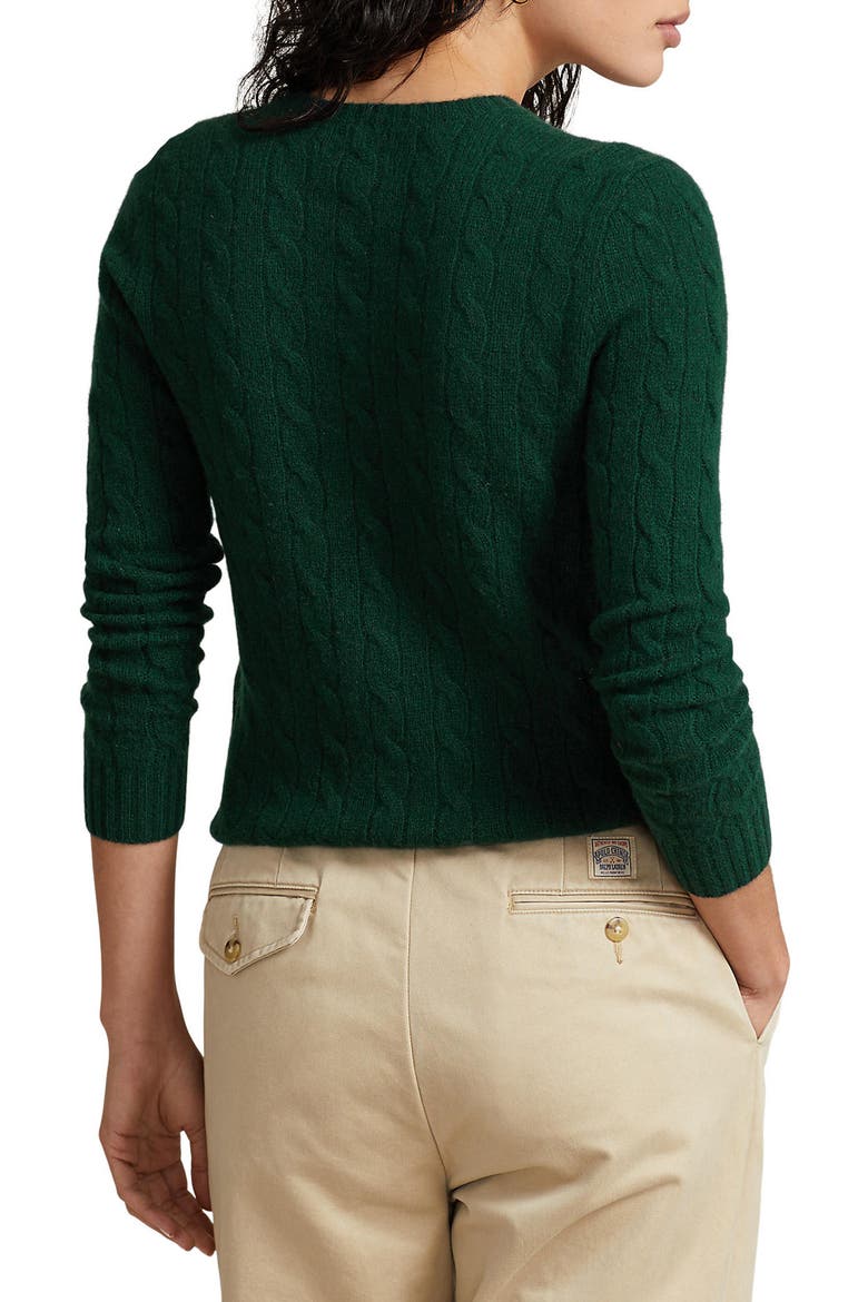 Julianna Wool & Cashmere Cable Stitch Sweater, Alternate, color, COLLEGE GREEN