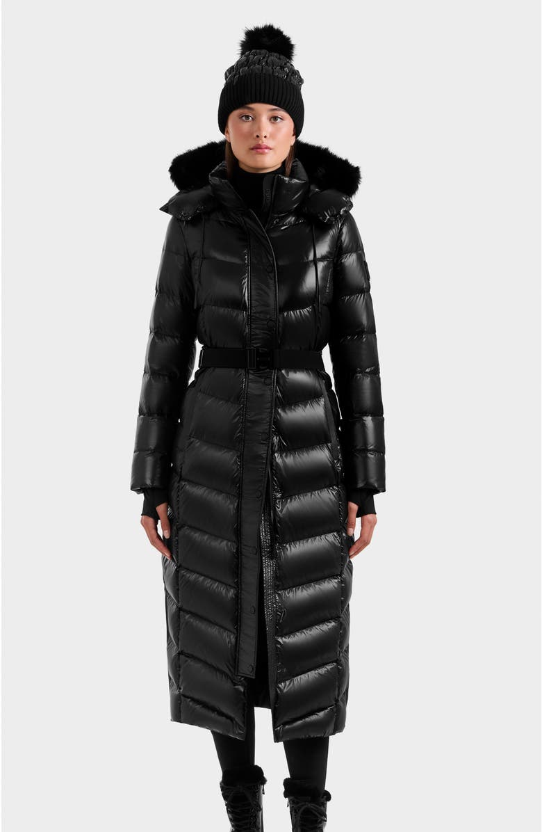 Rudsak Elsie Glossy Long Quilted Down Puffer, Main, color, Black