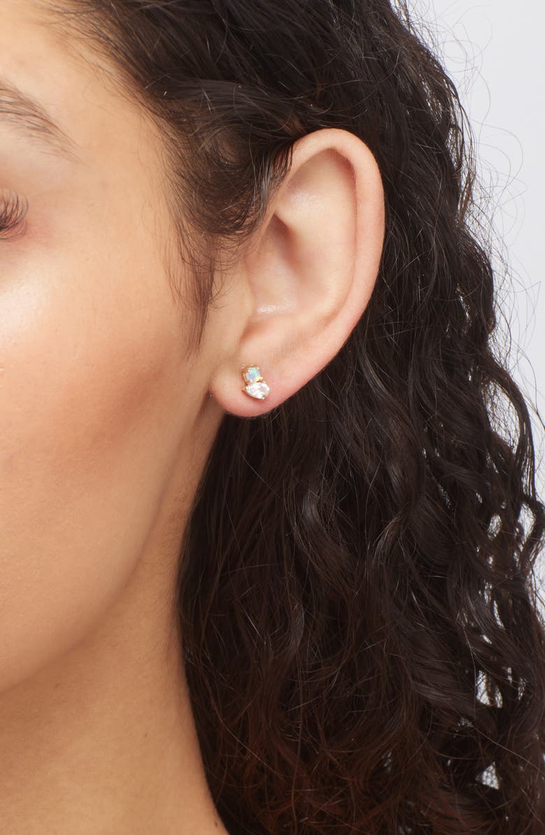 Anzie x Mel Soldera Jumelle Single Stud Earring, Alternate, color, Gold/Left