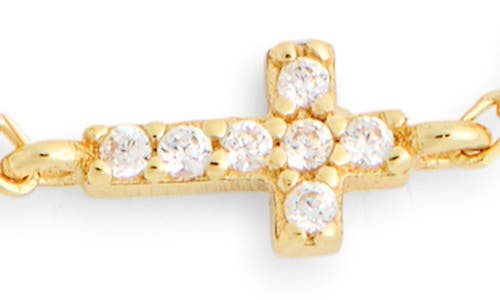 Argento Vivo Sterling Silver Pavé Cubic Zirconia Mini Cross Station Necklace In Gold