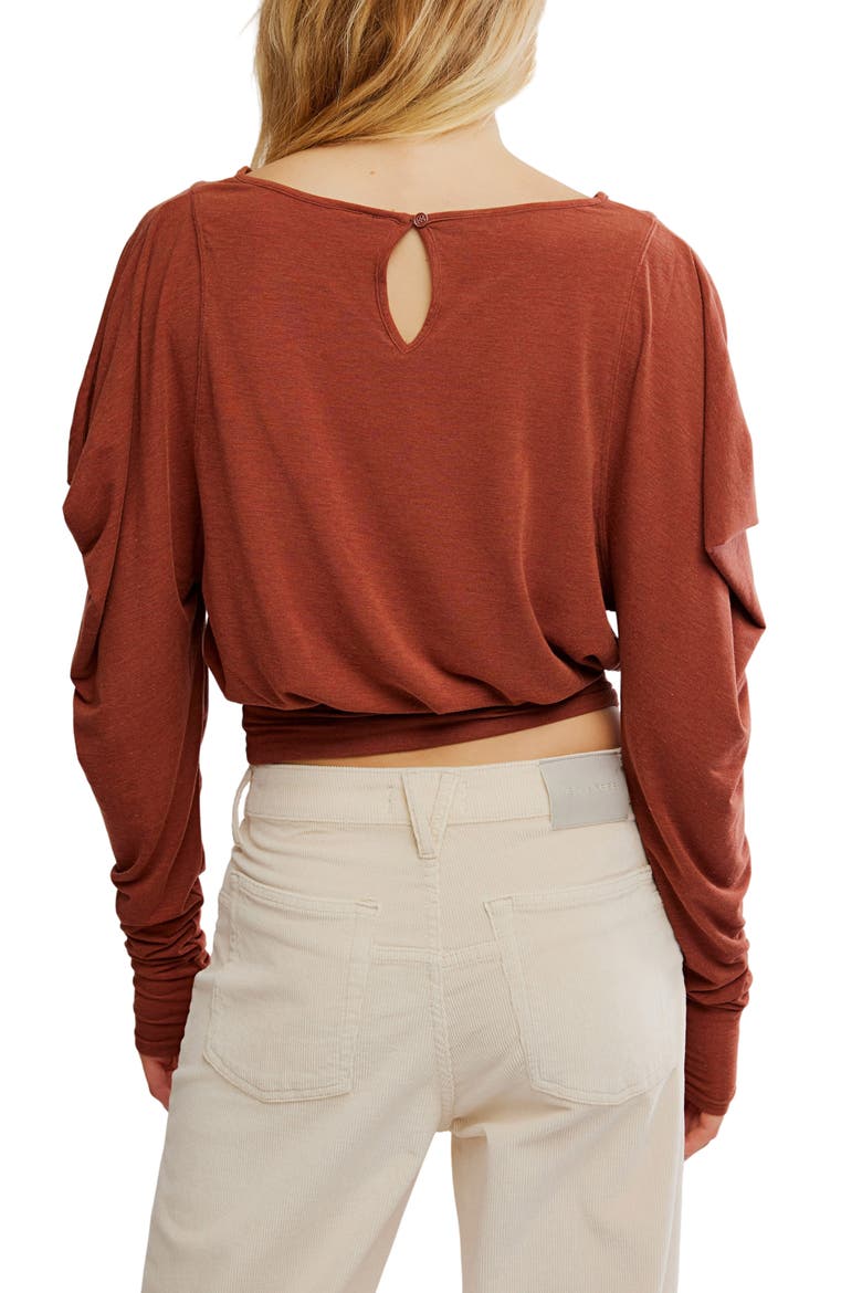 Moxie Draped Jersey Top, Alternate, color, BRICK WALL