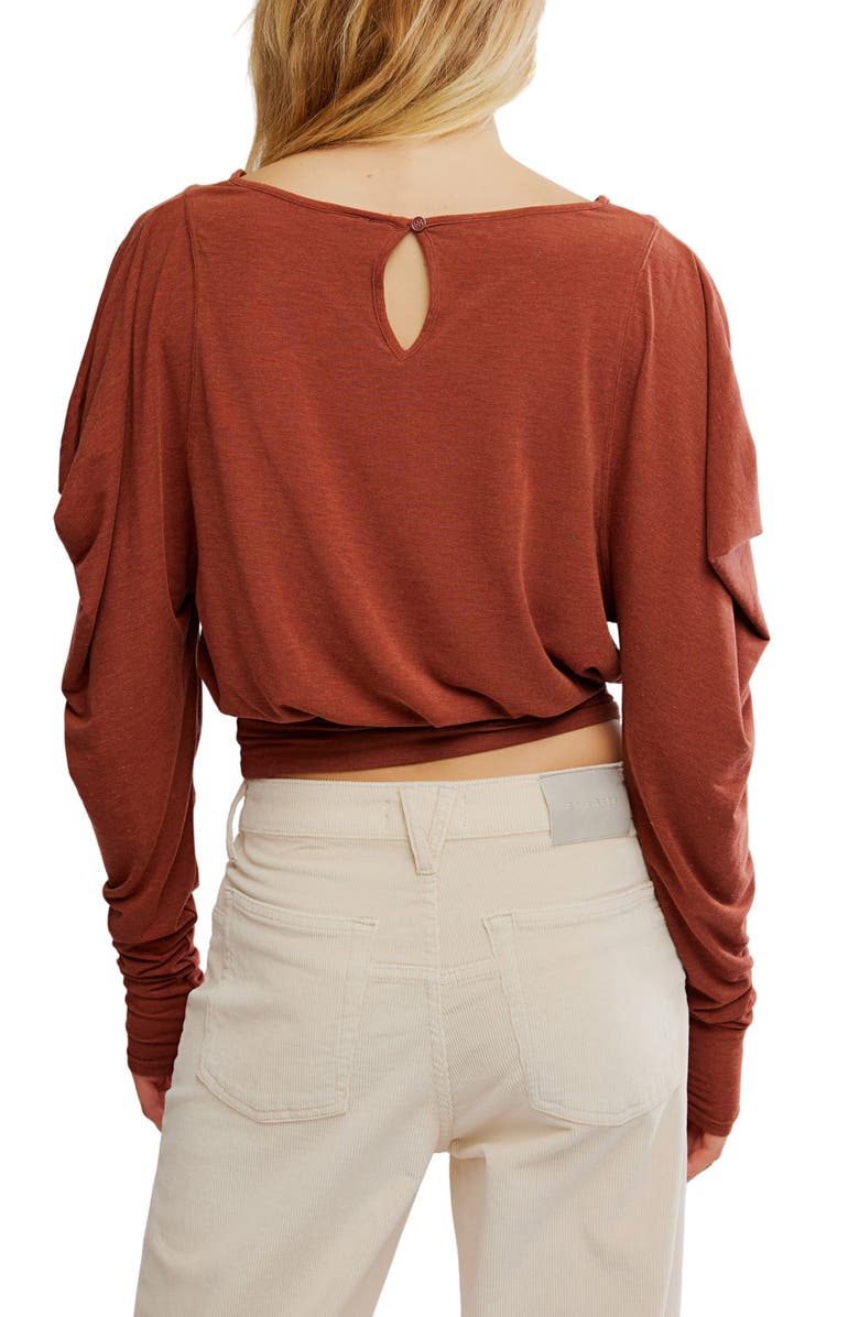 Free People Moxie Draped Jersey Top, Alternate, color, Brick Wall
