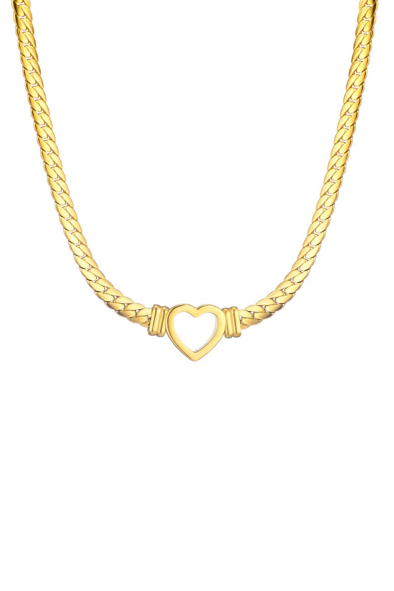 Heart Charm Curb Chain Necklace, Alternate, color, GOLD