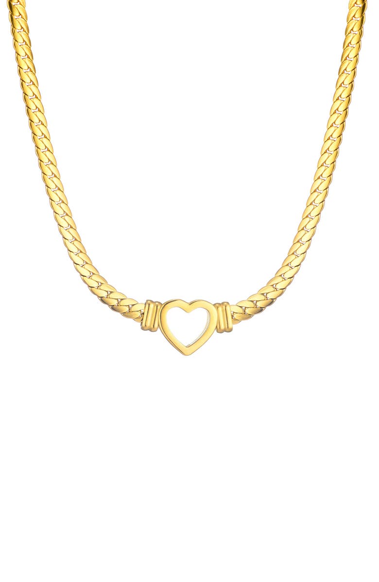 Adornia Heart Charm Curb Chain Necklace, Alternate, color, Gold