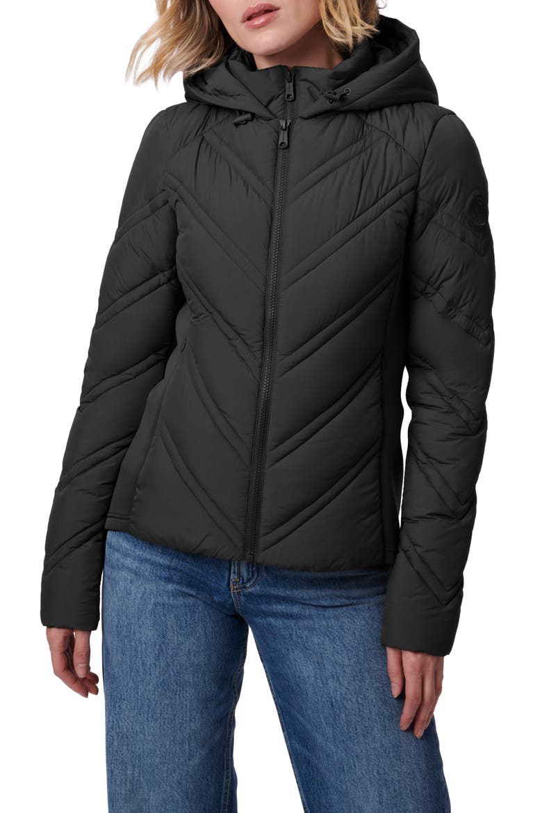 Hooded Puffer Jacket with Bib, Main, color, BLACK