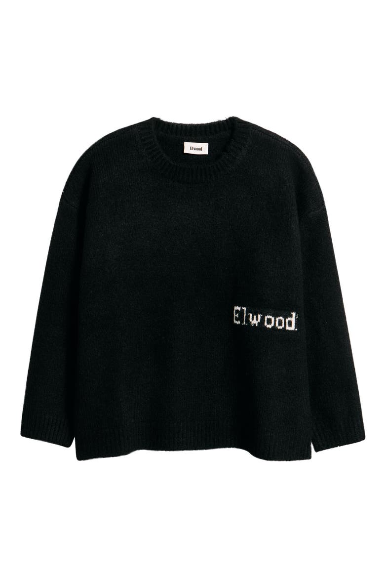 Oversize Crewneck Sweater, Alternate, color, BLACK