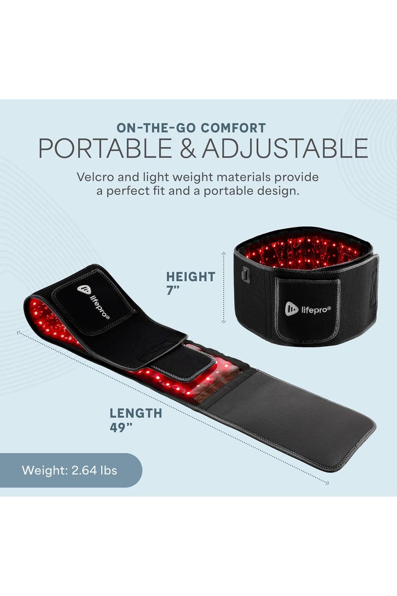 Challeva Lifepro Red Light Therapy Belt 660nm & 850nm Infrared Belt for Pain Relief & Wellness, Alternate, color, Black