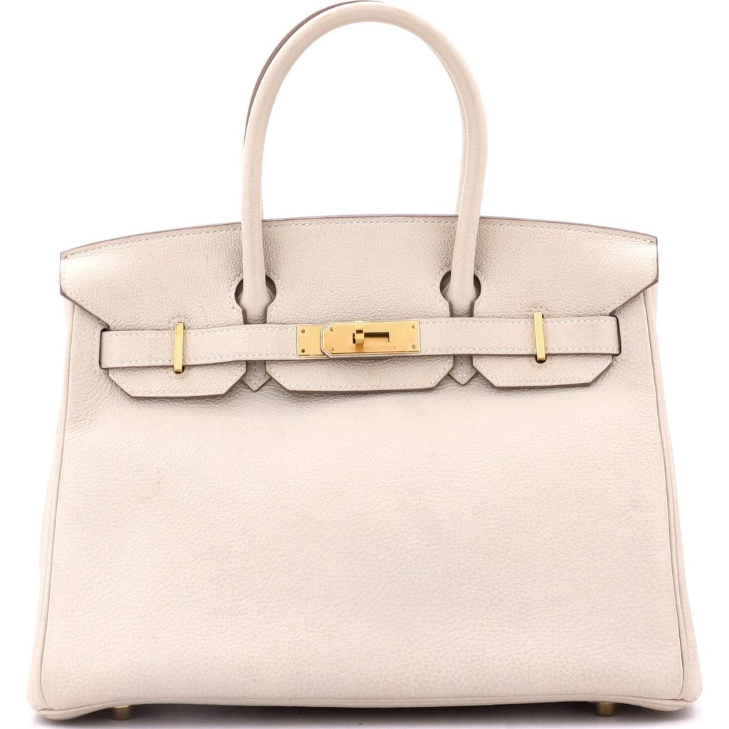 Pre-owned Hermes Hermes Birkin Handbag Light Togo With Gold Hardware 30 In White