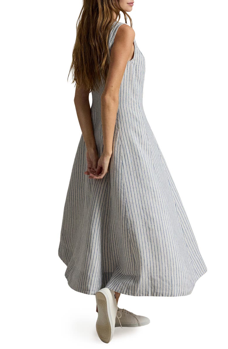 Polo Ralph Lauren Stripe Panel Linen Dress, Alternate, color, Navy-Light Blue Multi