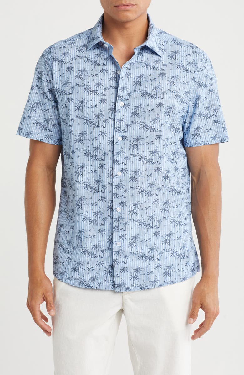 WESTZEROONE Marco Short Sleeve Button-Up Shirt, Main, color, Blue