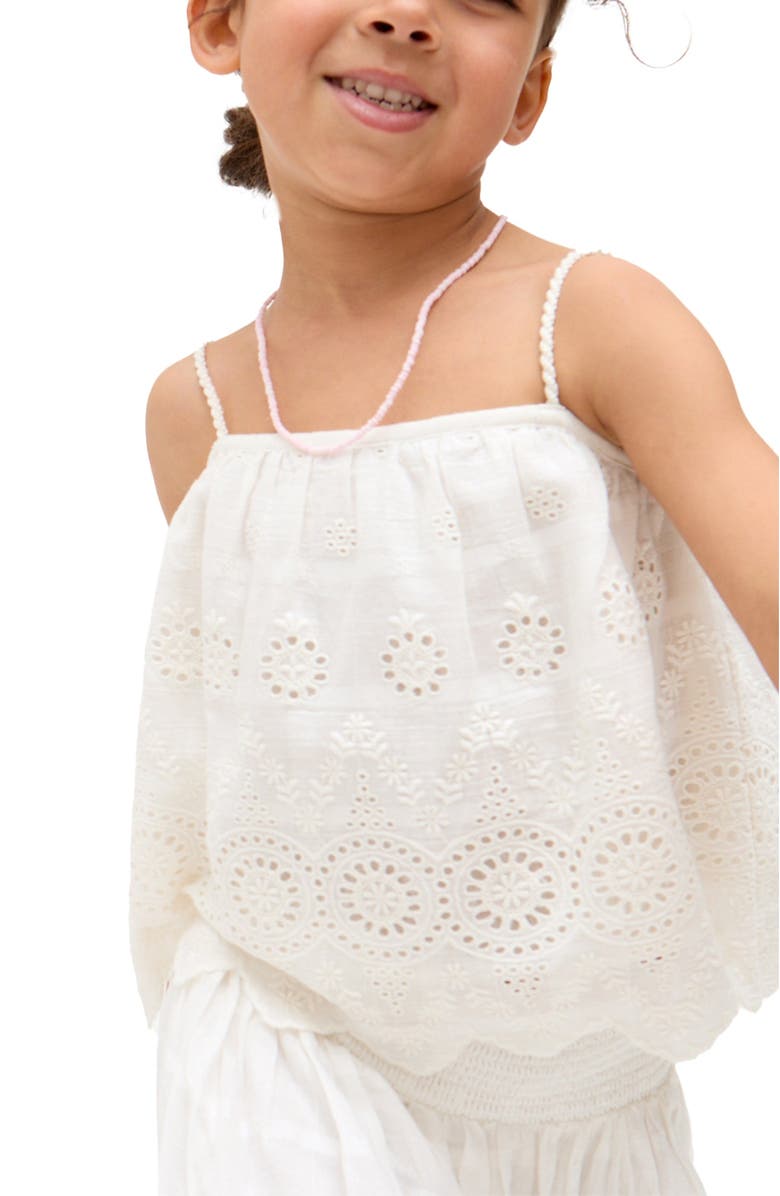 Raffya Kids Rufa Spaghetti Strap Windowpane Check Cami, Alternate, color, White