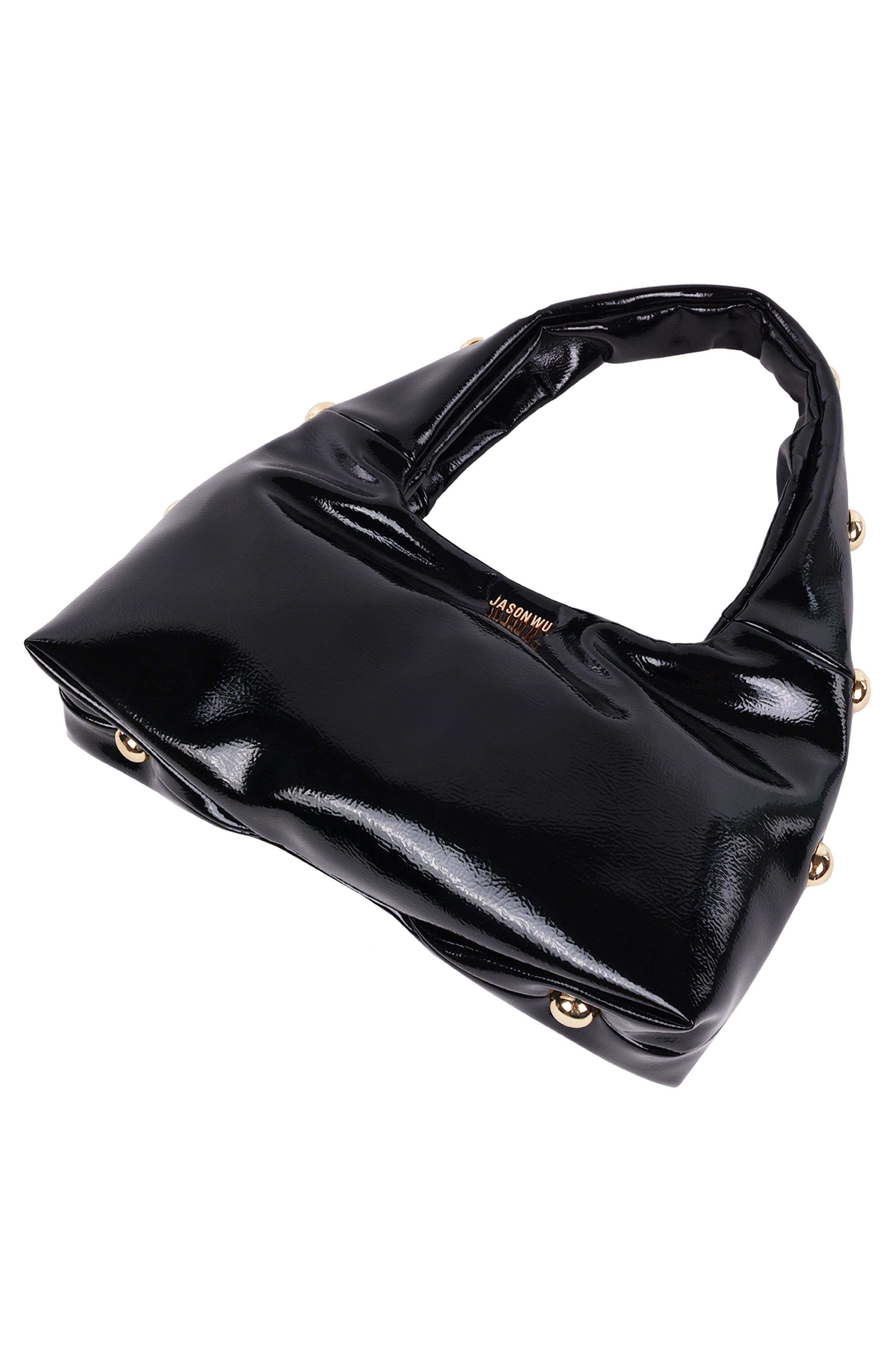JASON WU Studded Patent Shoulder Bag, Alternate, color, Black