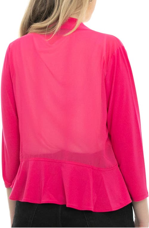 Nina Leonard Chiffon Ruffle Bolero In Dragon Fruit