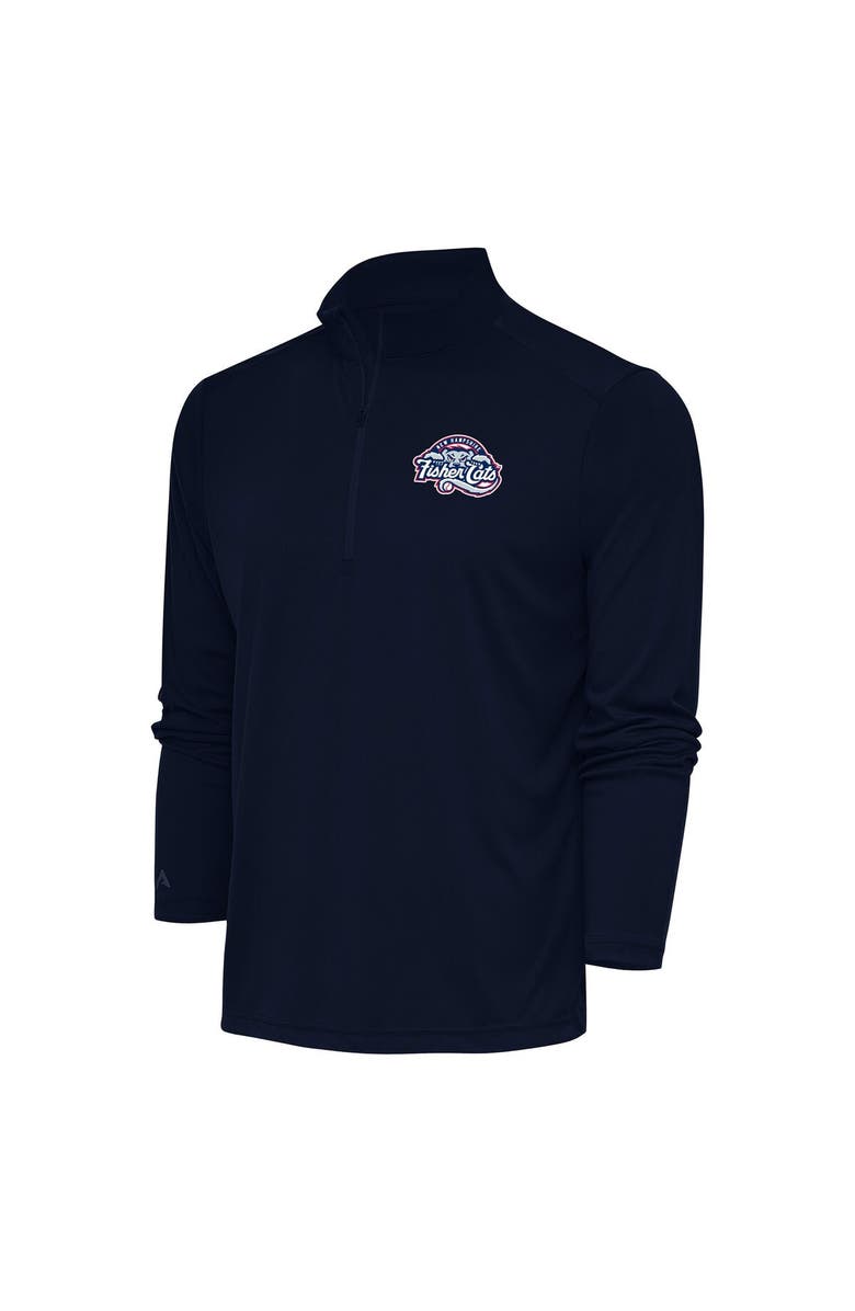 ANTIGUA Men's Antigua  Navy New Hampshire Fisher Cats Tribute Quarter-Zip Pullover Top, Main, color, 