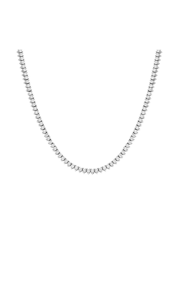 BY ADINA EDEN Thin Three Prong Tennis Necklace, Main, color, Silver - 16 Inch / 2 Mm