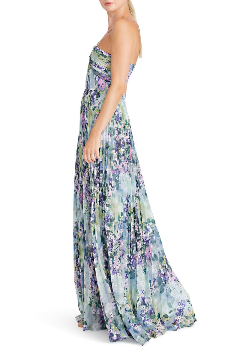 Halter Neck Floral Chiffon Gown, Alternate, color, PAINTED BOUQUET