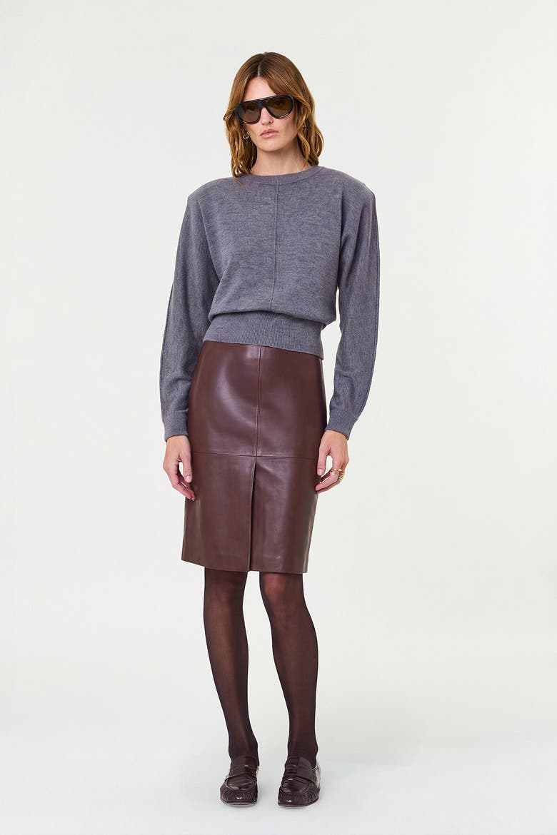 Noelle Shoulder Pad Sweater, Alternate, color, Charcoal