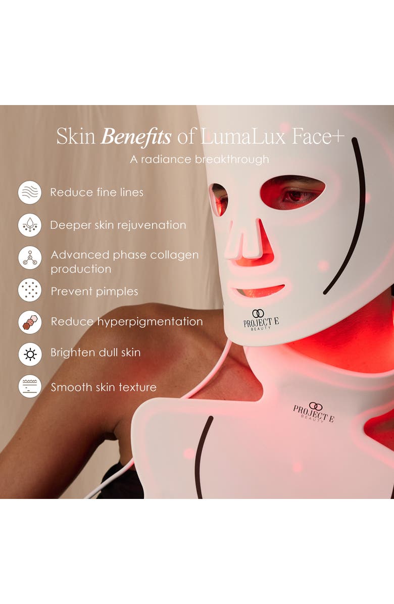 Project E Beauty Lumalux Face+ Pro LED Light Therapy Face & Neck Mask, Alternate, color, White