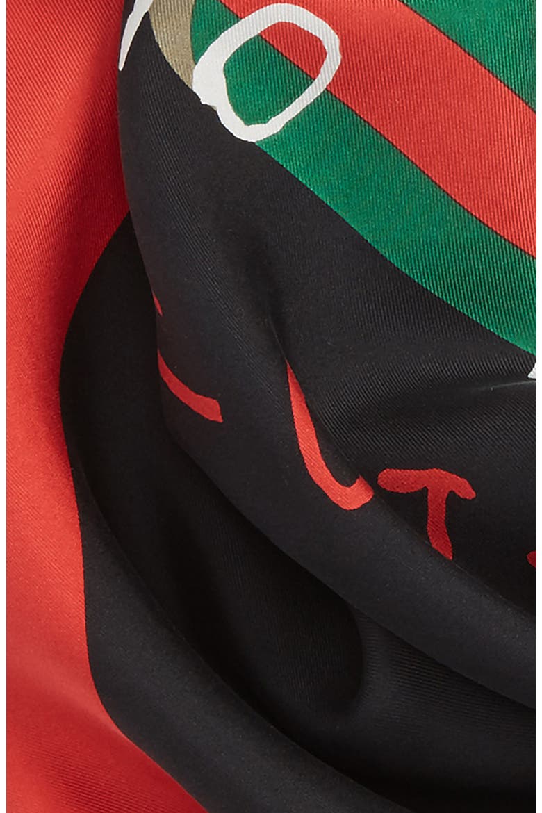 Coco Capitán Print Silk Scarf, Alternate, color, BLACK