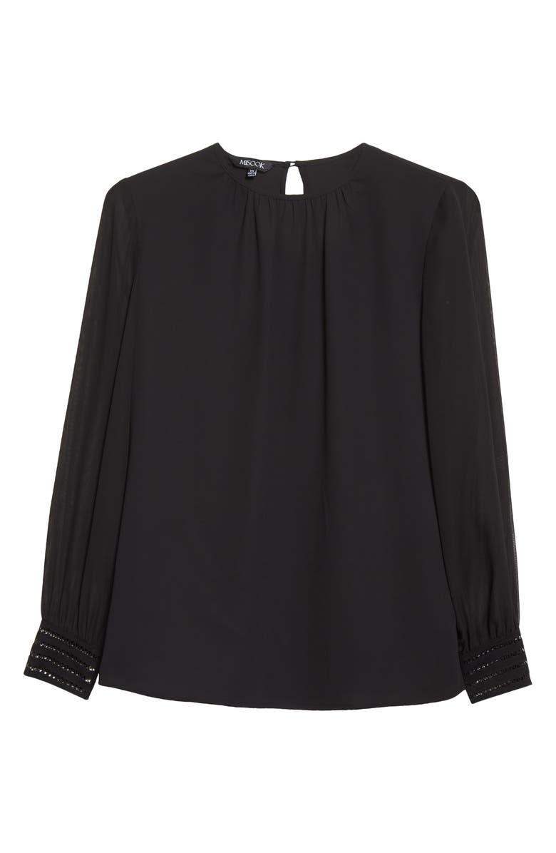 Misook Sheer Sleeve Chiffon Blouse, Alternate, color, 
