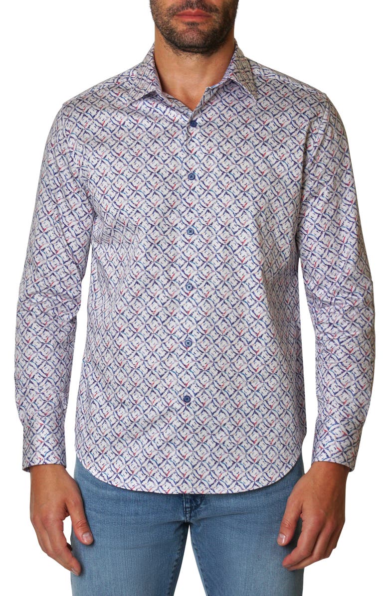 Robert Graham Rosales Cotton Button-Up Shirt, Main, color,