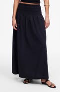 Madewell Smocked Waist Cotton Poplin Midi Skirt