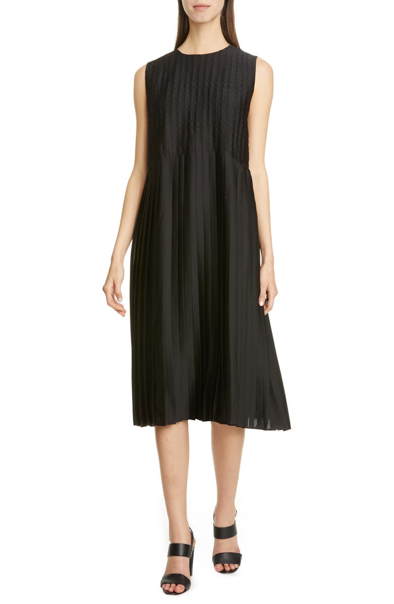 Lafayette 148 New York Kendrick Pleated Midi Shift Dress, Main, color, 