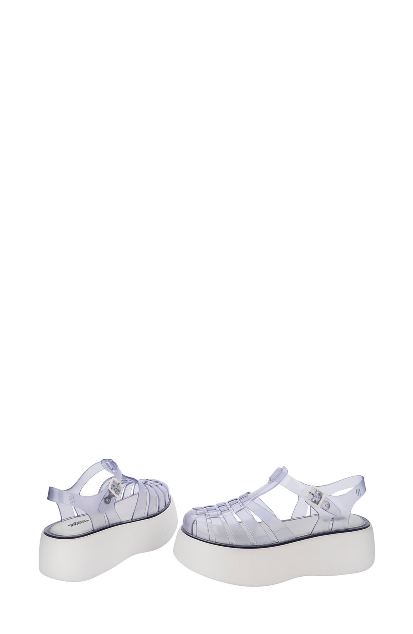 Melissa Possession Plato Platform Jelly Sandal, Alternate, color, Clear/ White