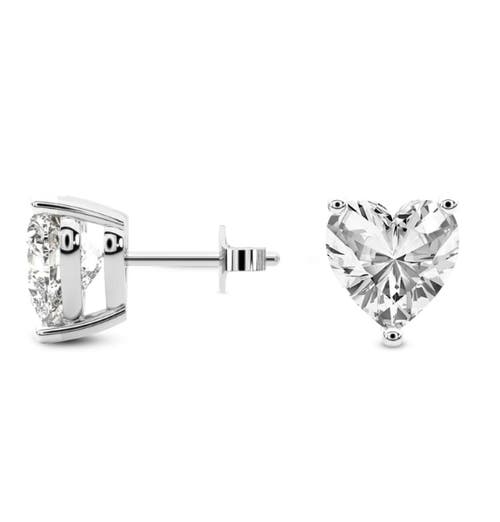 Bliss Diamond 1ct Heart Shape Diamond Studs Lab Grown 14k Gold In 14k White Gold