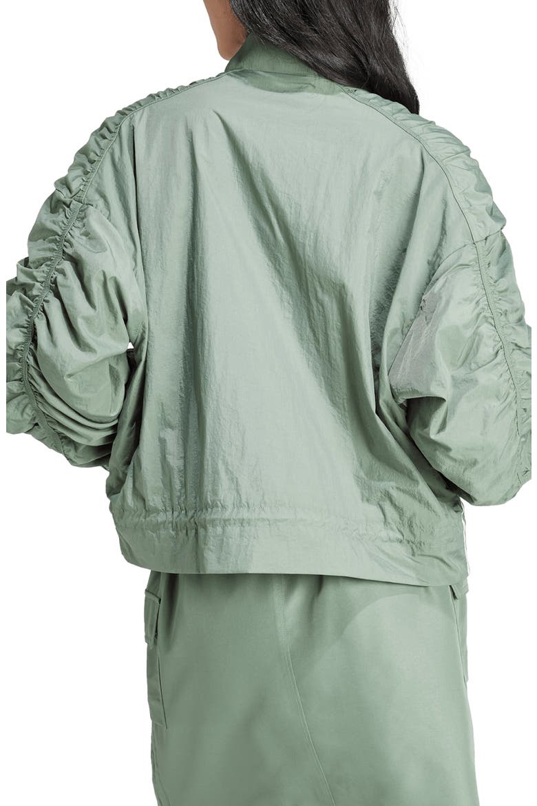 Oversize Ruched Sleeve Bomber Jacket, Alternate, color, TRAGRN