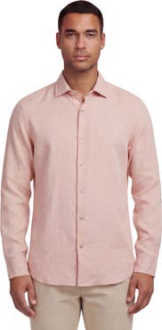 Lords of Harlech Uomo Solid Long Sleeve Fine Linen Shirt
