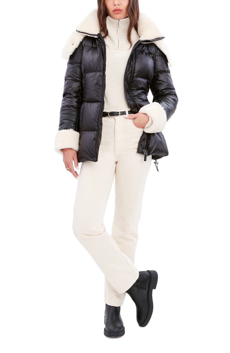 Dawn Levy Puffer Jacket with Genuine Shearling Trim, Alternate, color,