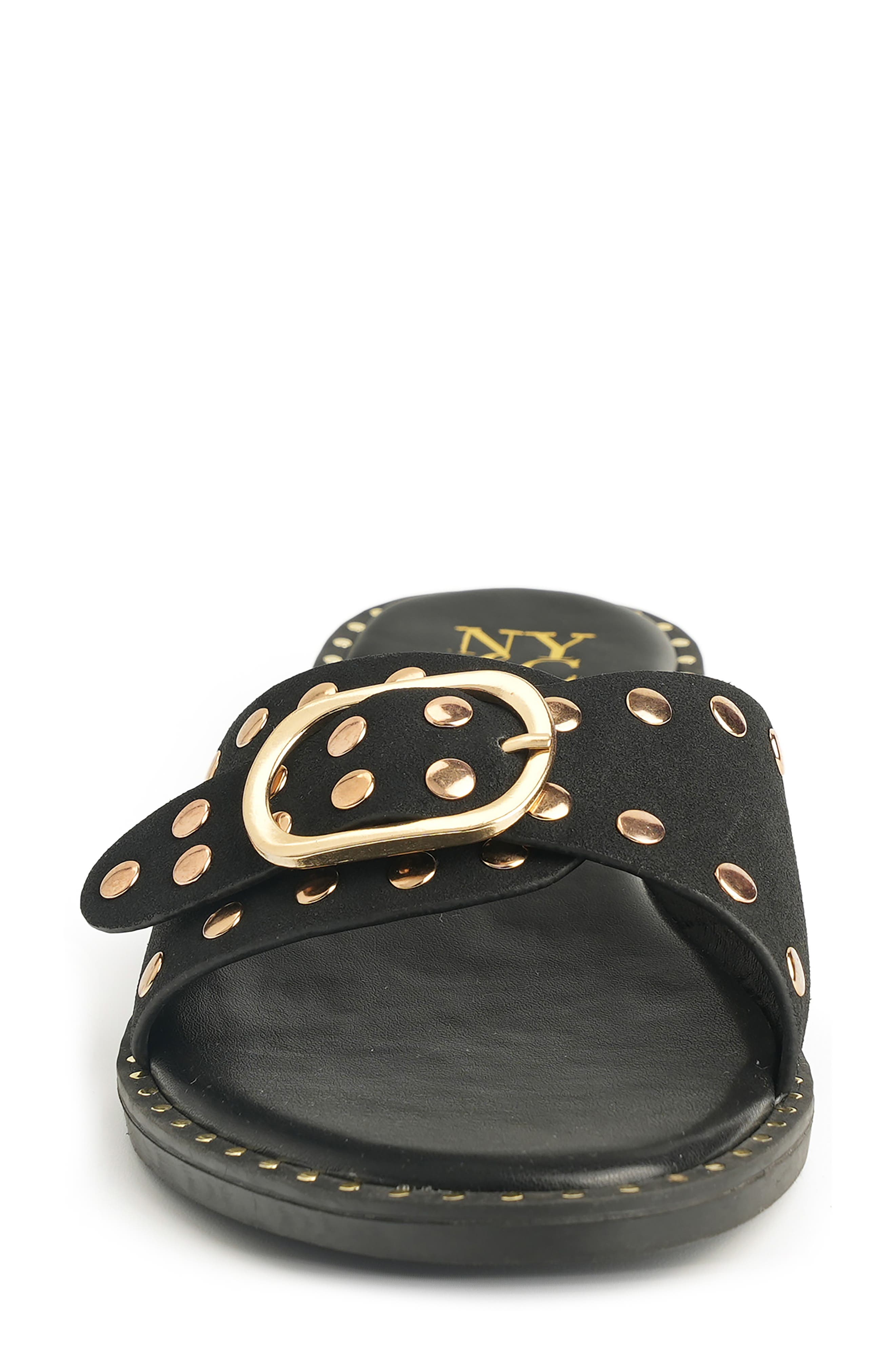 NEW YORK AND COMPANY Westly Buckle Slide Sandal, Alternate, color, Black