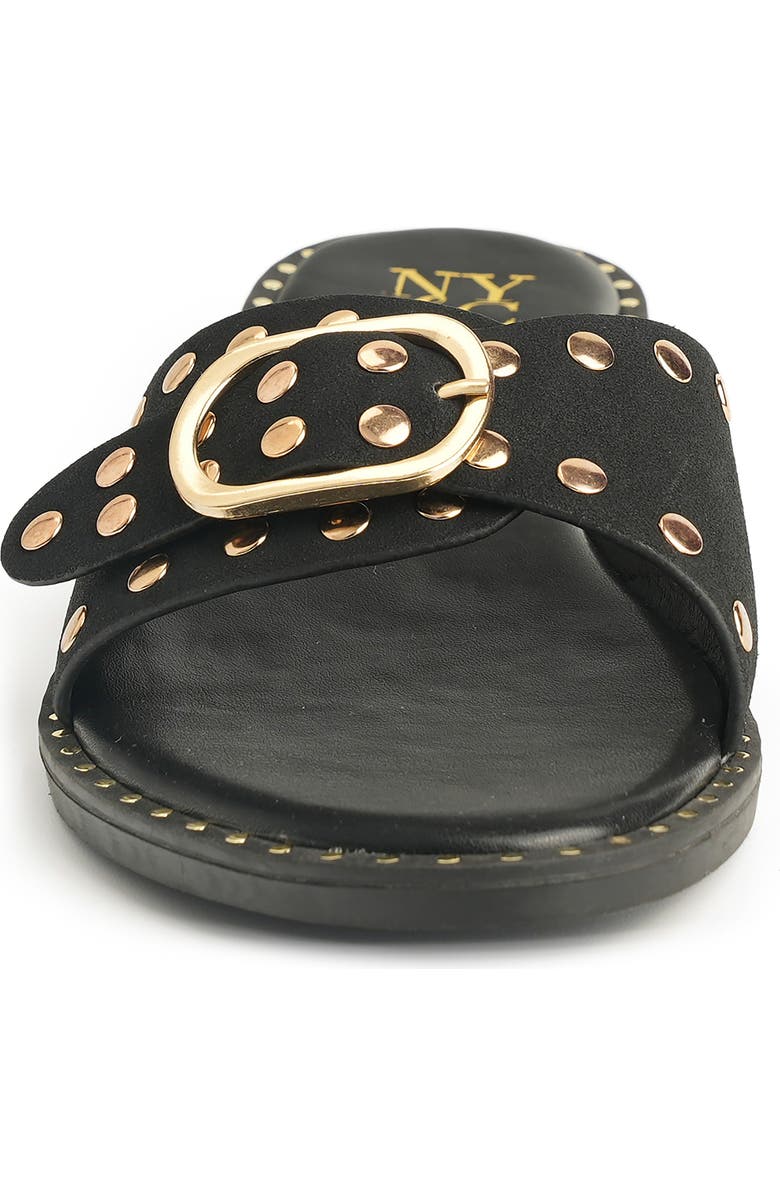 NEW YORK AND COMPANY Westly Buckle Slide Sandal, Alternate, color, Black