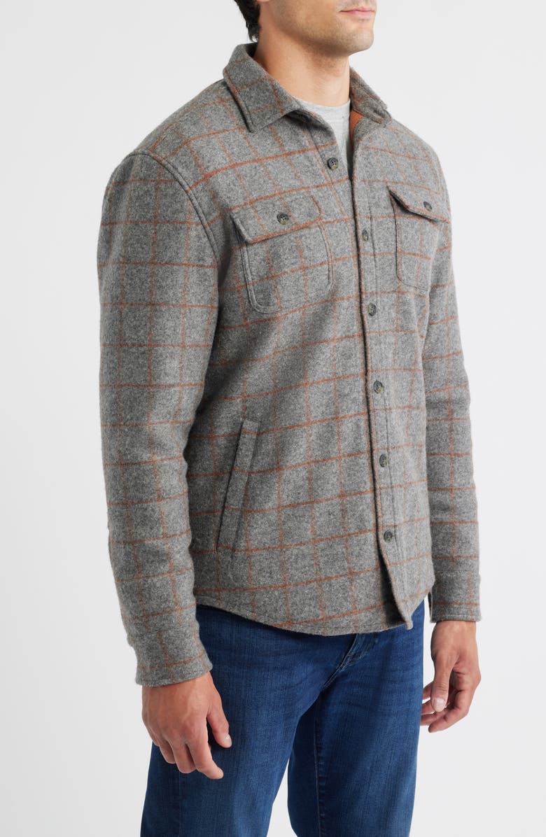 johnnie-O McDowell Insulated Windowpane Check Felted Button-Up Shirt Jacket, Alternate, color, Charcoal