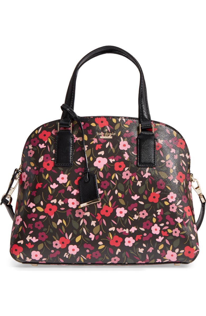 Kate Spade New York cameron street boho floral- lottie leather satchel, Main, color,