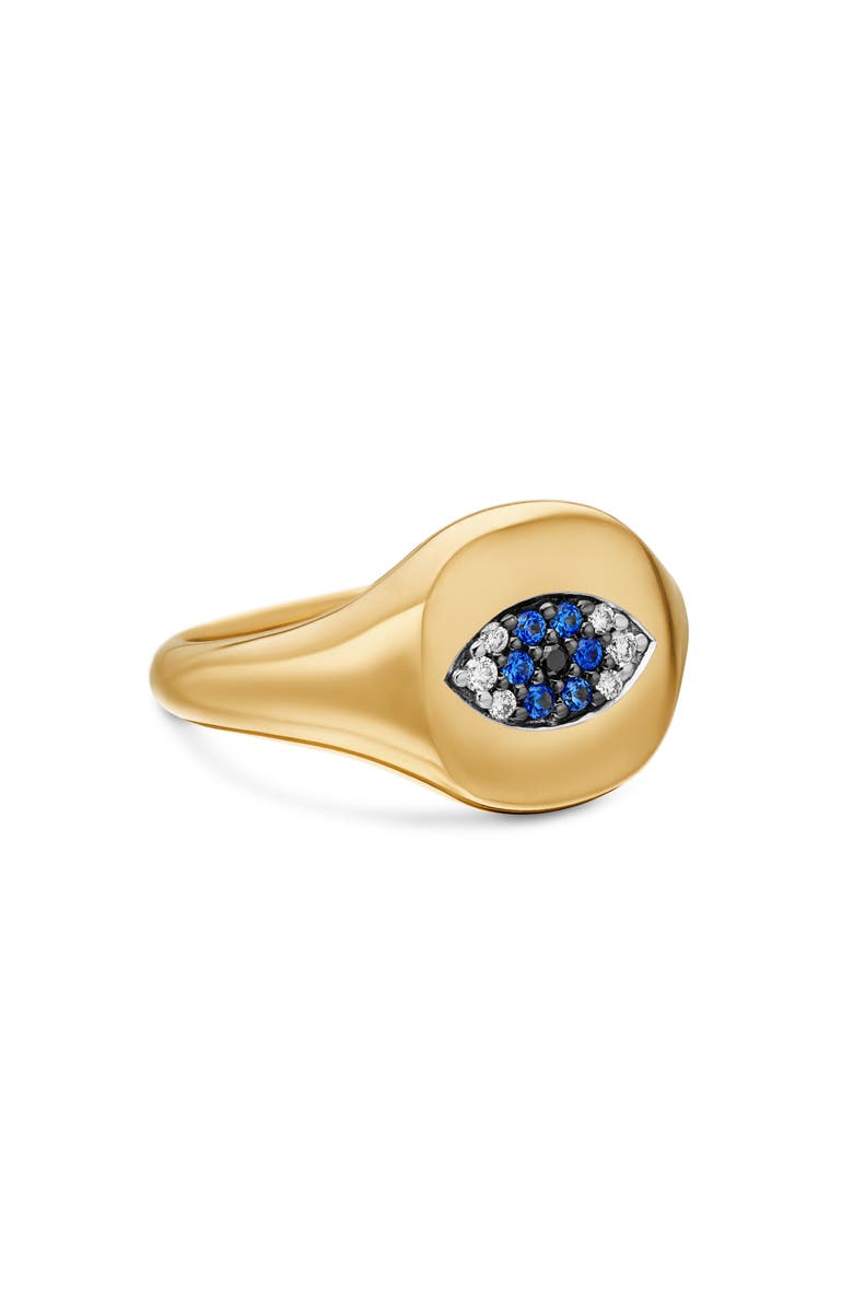 David Yurman Cable Collectibles Evil Eye Mini Pinky Ring in 18K Gold with Diamonds, Main, color,