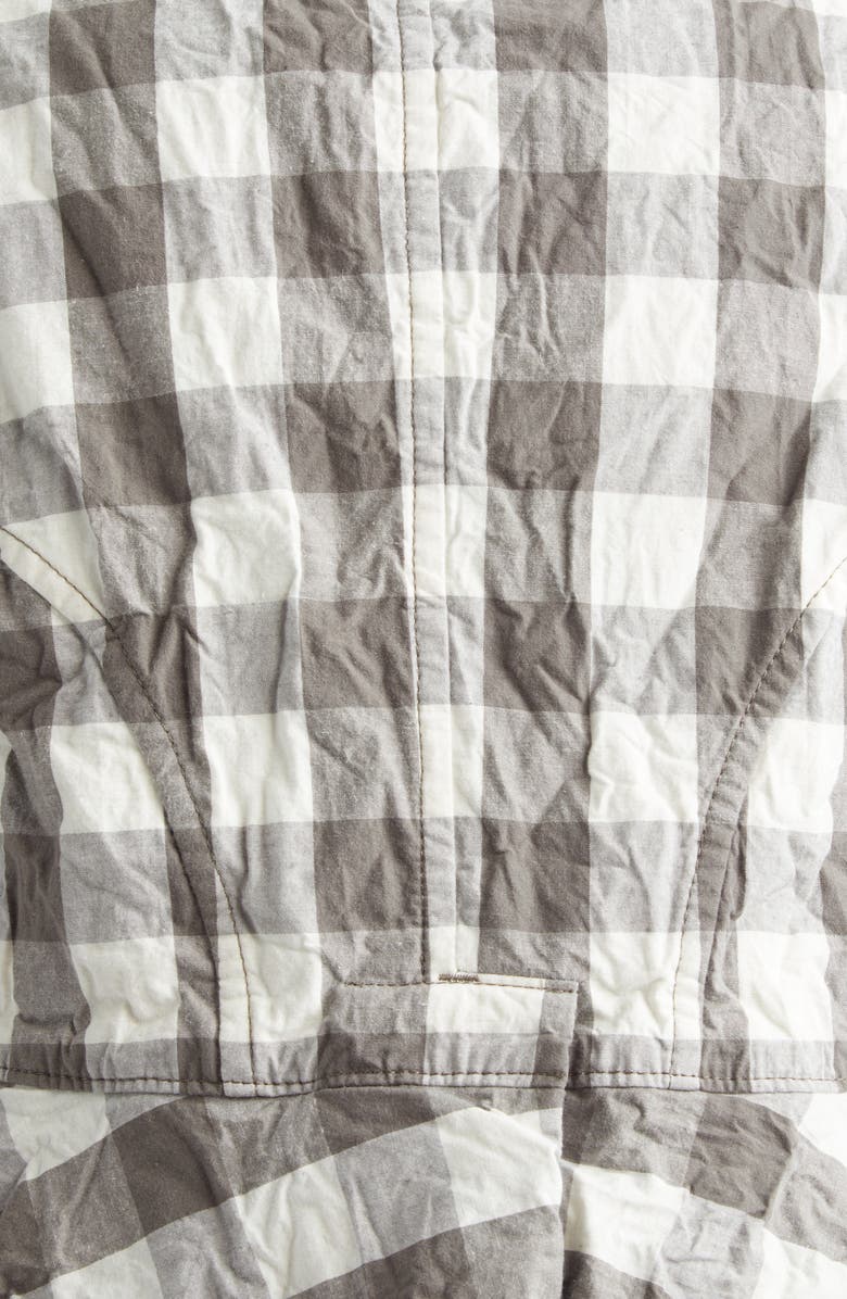 Tao Comme des Garçons Gingham Crinkled Cotton & Linen Peplum Jacket, Alternate, color, Gray/ White