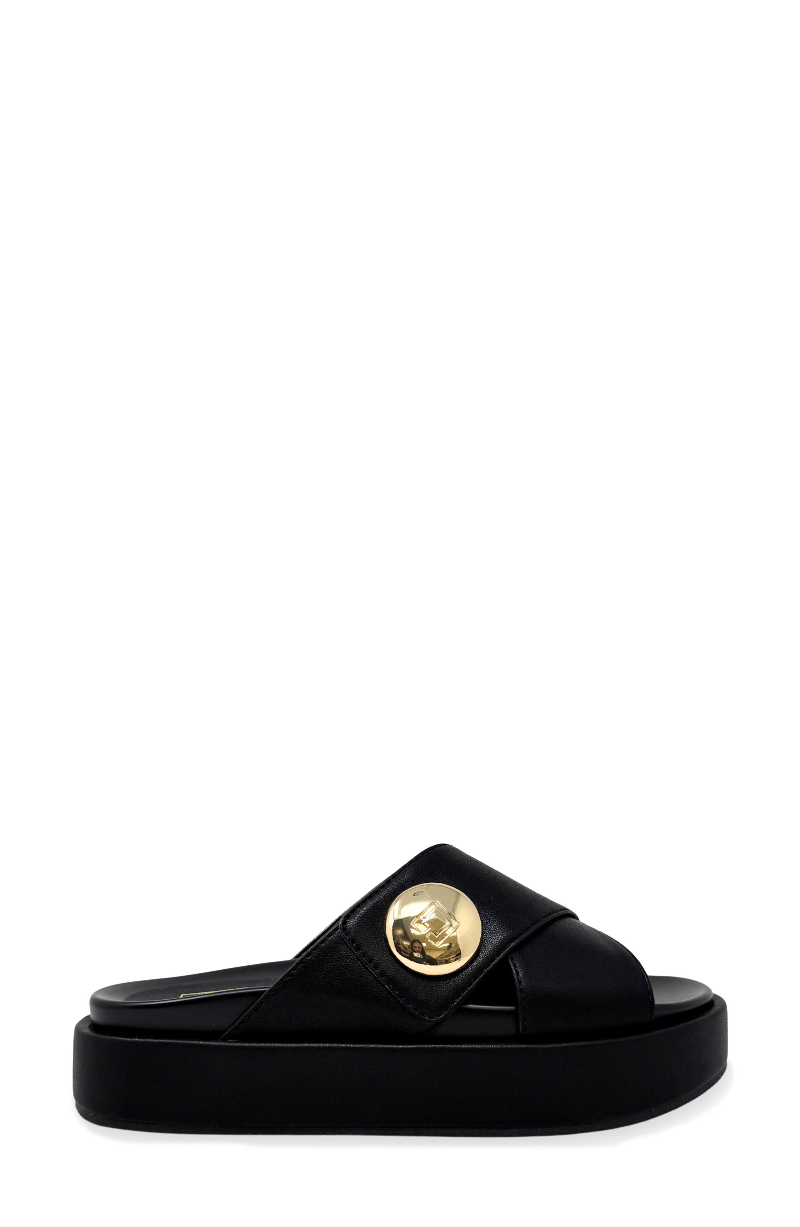 SHUSHOP Katie Platform Slide Sandal, Alternate, color, Black