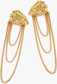 YOJ Atagi Face On Chain Stud Earrings In Gold