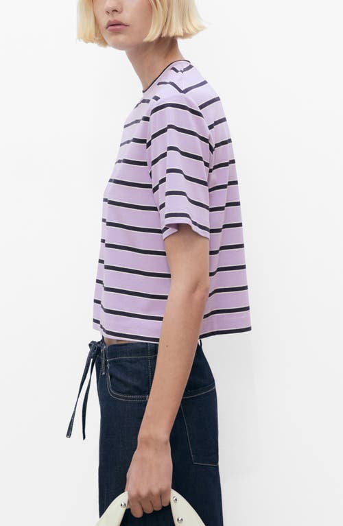 Mango Stripe Oversize Jersey T-shirt In Purple