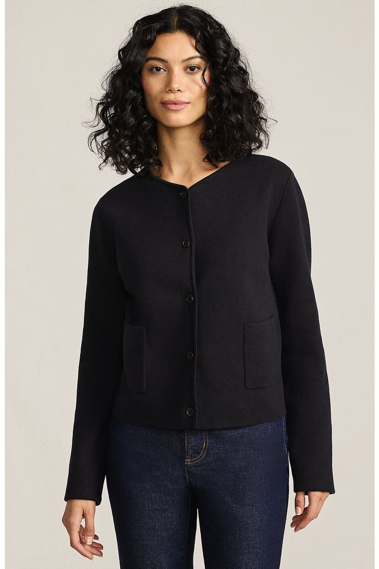 Fine Gauge Cotton Milano Blazer Sweater, Main, color, Black