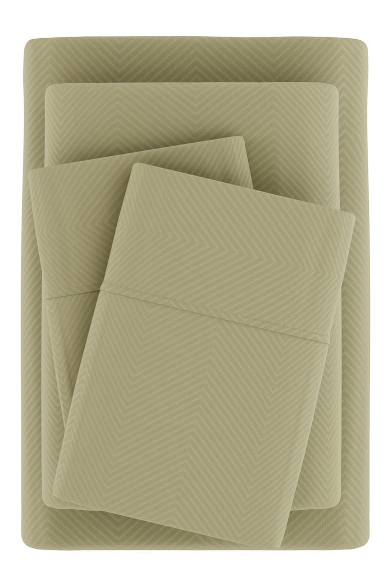 Premium Chevron Embossed 4-Piece Bed Sheet Set, Alternate, color, SAGE