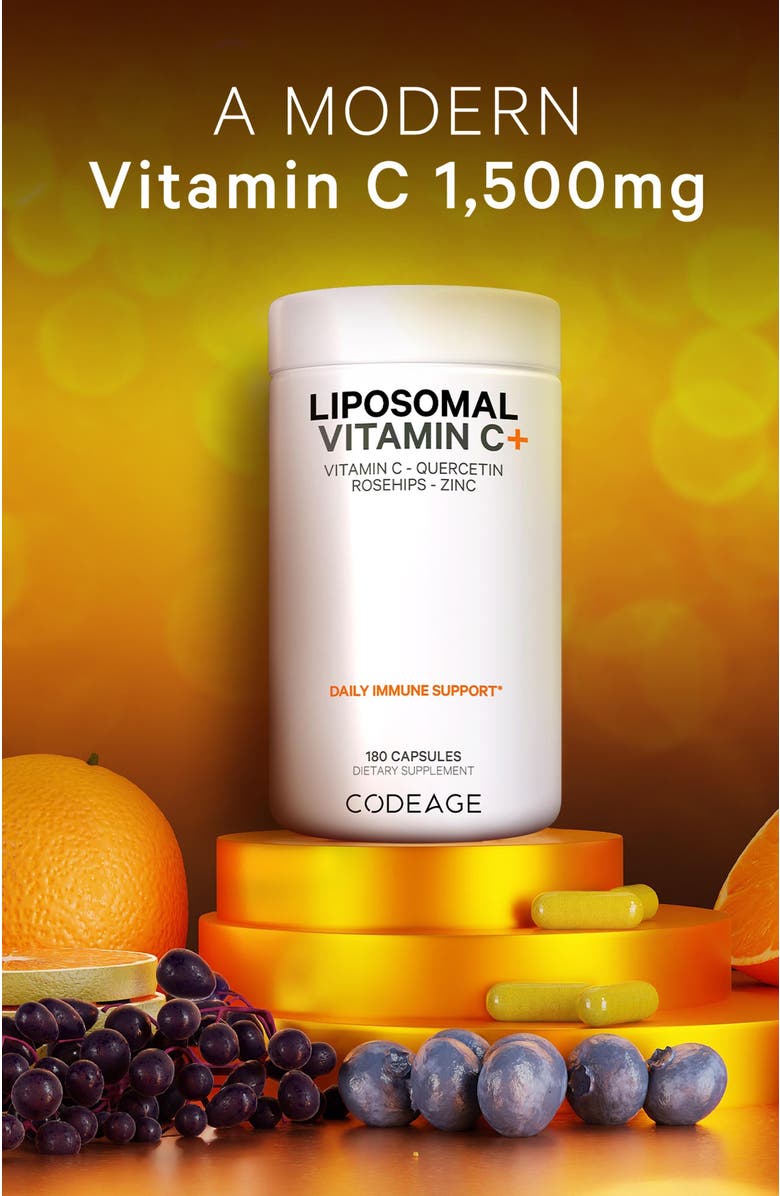 Codeage Liposomal Vitamin C 1500mg + Zinc Supplement, Alternate, color, 