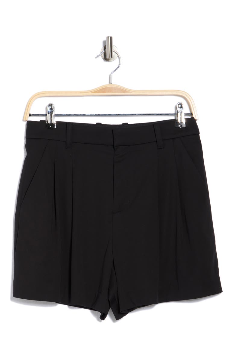 Charles Pleated High Waist Shorts, Alternate, color, BLACK