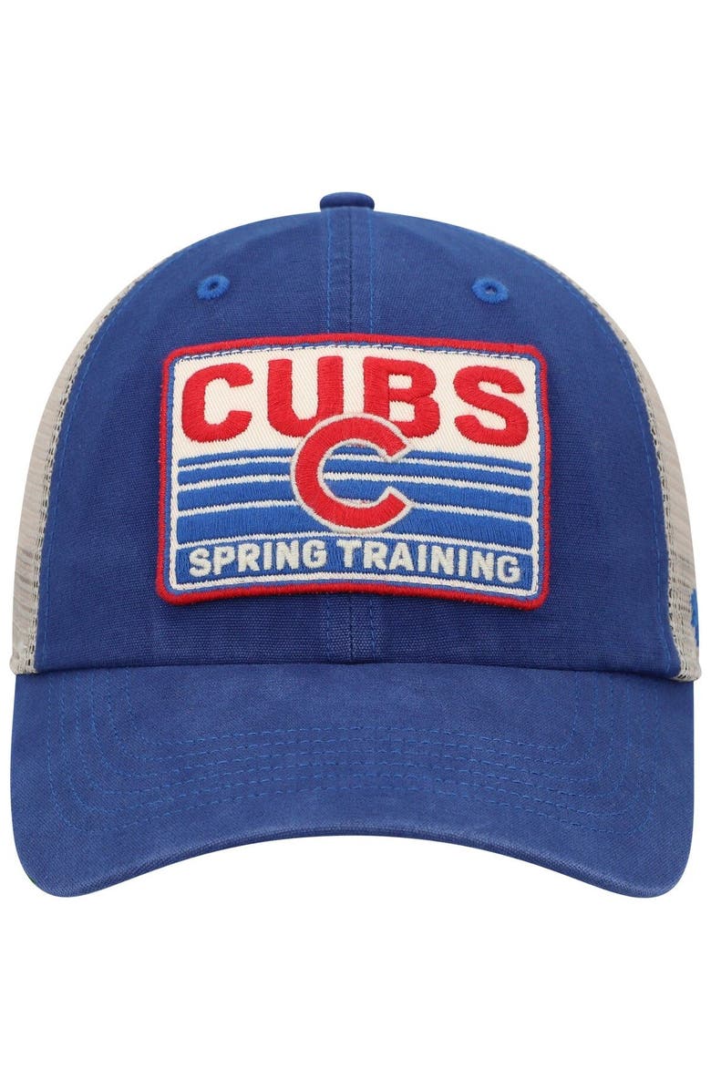 '47 Men's '47 Royal/Tan Chicago Cubs Four Stroke Clean Up Trucker Snapback Hat, Alternate, color, Royal