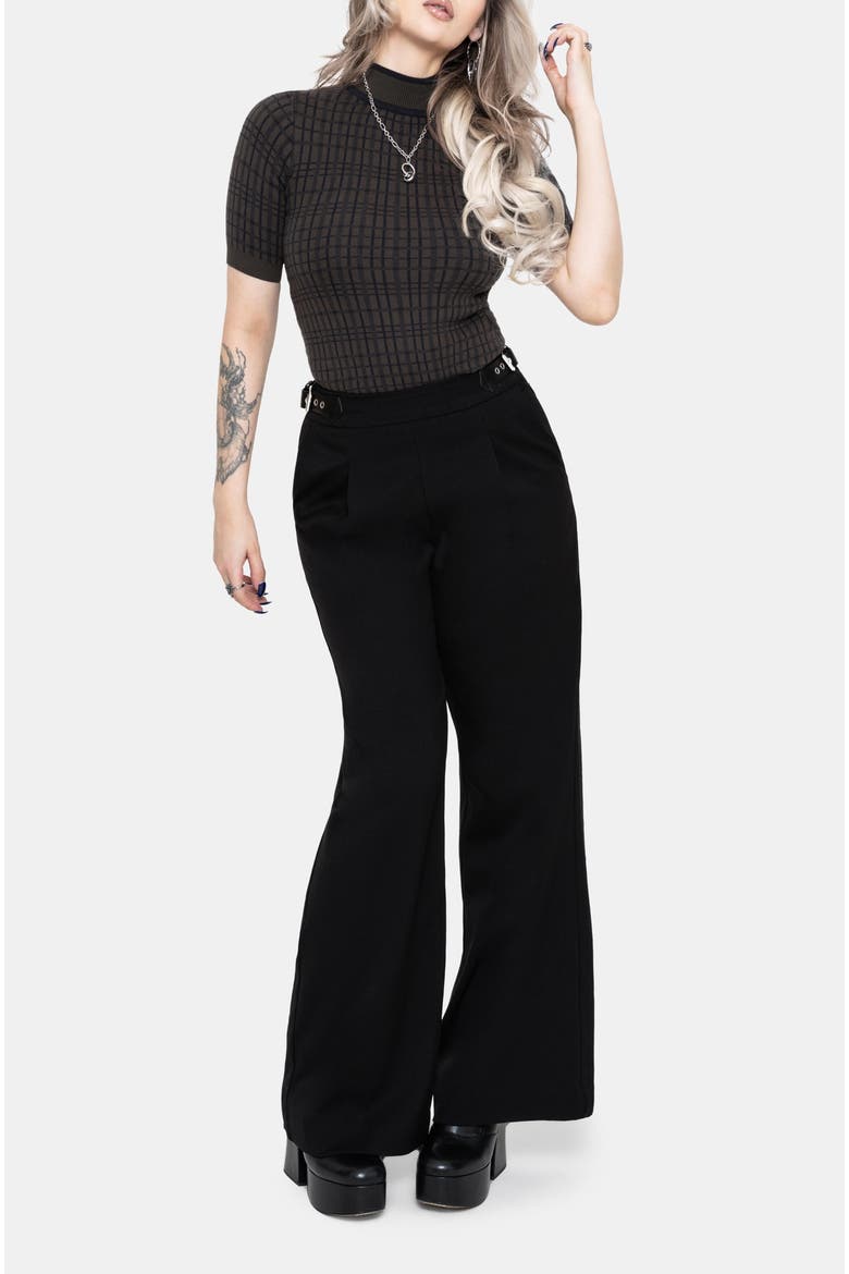 Nightingale Buckle Wide Leg Trousers, Alternate, color, Black