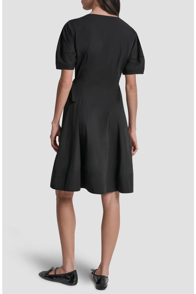Poplin Fit & Flare Dress, Alternate, color, BLACK